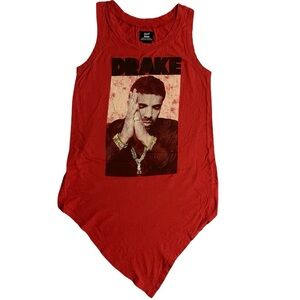 Drake Small Crop Tank Top Asymmetrical Graphic Shirt Size S Hip Hop Rap R&B